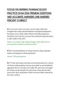 FOCUS ON NURSING PHARMACOLOGY&NewLine;PRACTICE EXAM 2026 PREMIUM QUESTIONS&NewLine;AND ACCURATE ANSWERS ONE HUNDRED&NewLine;PERCENT CORRECT