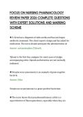 FOCUS ON NURSING PHARMACOLOGY&NewLine;REVIEW PAPER 2026 COMPLETE QUESTIONS&NewLine;WITH EXPERT SOLUTIONS AND MARKING&NewLine;SCHEME