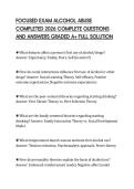 FOCUSED EXAM ALCOHOL ABUSE&NewLine;COMPLETED 2026 COMPLETE QUESTIONS&NewLine;AND ANSWERS GRADED A&plus; FULL SOLUTION