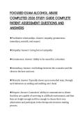 FOCUSED EXAM ALCOHOL ABUSE&NewLine;COMPLETED 2026 STUDY GUIDE COMPLETE&NewLine;PATIENT ASSESSMENT QUESTIONS AND&NewLine;ANSWERS