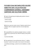 FOCUSED EXAM UNCOMPLICATED DELIVERY&NewLine;SUBJECTIVE DATA COLLECTION 2026&NewLine;COMPREHENSIVE MATERNAL ASSESSMENT&NewLine;QUESTIONS AND SOLUTIONS VERIFIED