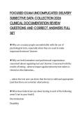 FOCUSED EXAM UNCOMPLICATED DELIVERY&NewLine;SUBJECTIVE DATA COLLECTION 2026&NewLine;CLINICAL DOCUMENTATION REVIEW&NewLine;QUESTIONS AND CORRECT ANSWERS FULL&NewLine;SET