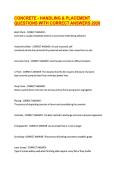 CONCRETE - HANDLING & PLACEMENT &NewLine;QUESTIONS WITH CORRECT ANSWERS 2026