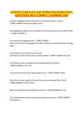 CONCRETE BATCH PLANT OPERATOR EXAM &lpar;FDOT&rpar; &NewLine;QUESTIONS WITH CORRECT ANSWERS 2026 