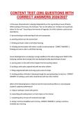 CONTENT TEST &lpar;206&rpar; QUESTIONS WITH &NewLine;CORRECT ANSWERS 2026&sol;2027 