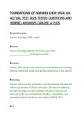 FOUNDATIONS OF NURSING D439 WGU OA&NewLine;ACTUAL TEST 2026 TESTED QUESTIONS AND&NewLine;VERIFIED ANSWERS GRADED A PLUS