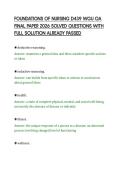 FOUNDATIONS OF NURSING D439 WGU OA&NewLine;FINAL PAPER 2026 SOLVED QUESTIONS WITH&NewLine;FULL SOLUTION ALREADY PASSED