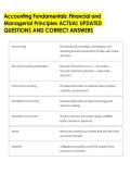 Accounting Fundamentals&colon; Financial and &NewLine;Managerial Principles ACTUAL UPDATED &NewLine;QUESTIONS AND CORRECT ANSWERS 