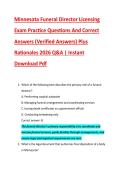Minnesota Funeral Director Licensing &NewLine;Exam Practice Questions And Correct &NewLine;Answers &lpar;Verified Answers&rpar; Plus &NewLine;Rationales 2026 Q&A &vert; Instant &NewLine;Download Pdf 