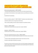 CONCRETE BATCH PLANT OPERATOR QUESTIONS WITH CORRECT ANSWERS 2026