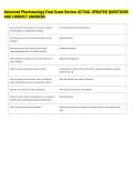 Advanced Pharmacology Final Exam Review ACTUAL UPDATED QUESTIONS &NewLine;AND CORRECT ANSWERS 