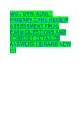 WGU D118 Adult Primary Care Review Assessment Final Exam Questions and Correct Detailed Answers &vert; Brand New