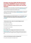 Portage Learning CHEM 210 Biochemistry Exam Prep 2026&sol;2027 &vert; Exams 1&ndash;8 & Final Exam Complete Study Guide with Verified Answers