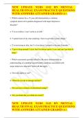 NEW UPDATE NURS 1142 RN Mental Health Final Exam Practice Questions with Answers Attained Graded A&plus;