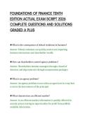 FOUNDATIONS OF FINANCE TENTH&NewLine;EDITION ACTUAL EXAM SCRIPT 2026&NewLine;COMPLETE QUESTIONS AND SOLUTIONS&NewLine;GRADED A PLUS