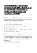 FOUNDATIONS OF FINANCIAL&NewLine;MANAGEMENT 18TH EDITION TEST&NewLine;BANK 2026 CHAPTERS 1 TO 21&NewLine;COMPLETE QUESTIONS AND&NewLine;VERIFIED ANSWERS