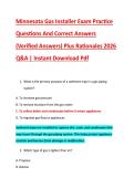 Minnesota Gas Installer Exam Practice &NewLine;Questions And Correct Answers &NewLine;&lpar;Verified Answers&rpar; Plus Rationales 2026 &NewLine;Q&A &vert; Instant Download Pdf 