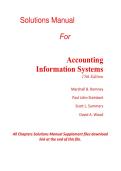 Accounting Information Systems &lpar;15th Edition&rpar; &ndash; Solutions Manual &ndash; Practice Questions with Answers and Study Support Material