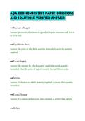 AQA ECONOMICS TEST PAPER QUESTIONS &NewLine;AND SOLUTIONS VERIFIED ANSWERS