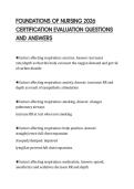 FOUNDATIONS OF NURSING 2026&NewLine;CERTIFICATION EVALUATION QUESTIONS&NewLine;AND ANSWERS
