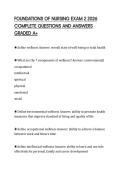 FOUNDATIONS OF NURSING EXAM 2 2026&NewLine;COMPLETE QUESTIONS AND ANSWERS&NewLine;GRADED A&plus;