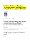 Test Bank for Leading and Managing in Nursing&comma; 8th Edition by Yoder-Wise &vert; Chapters 1&ndash;25 &vert; Verified Answers &vert; Updated 2025 Edition&NewLine;
