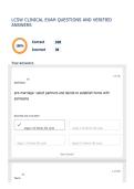 LCSW CLINICAL EXAM QUESTIONS AND VERIFIED ANSWERS
