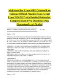 Multistate Bar Exam MBE Criminal Law Evidence Official Practice Exam Actual Exam 2026&sol;2027 with Detailed Rationales &vert; Complete Exam-Style Questions &vert; Pass Guaranteed &ndash; A&plus; Graded&NewLine;&NewLine;