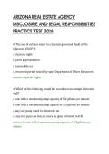 ARIZONA REAL ESTATE AGENCY &NewLine;DISCLOSURE AND LEGAL RESPONSIBILITIES &NewLine;PRACTICE TEST 2026