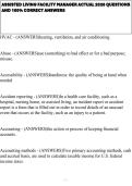 ASSISTED LIVING FACILITY MANAGER ACTUAL 2026 QUESTIONS AND 100&percnt; CORRECT ANSWERS&NewLine;&NewLine;