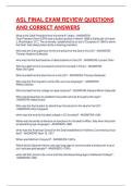 ASL FINAL EXAM REVIEW QUESTIONS AND CORRECT ANSWERS