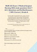 Galen NUR 242 Medical-Surgical Nursing Exam 1&comma;3 & 4 Exam BUNDLE &vert; Actual Exam 2026&sol;2027 Questions with Verified Detailed Solutions &vert; 100&percnt; Guaranteed Pass &lpar;New Version&rpar;