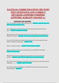 TACTICAL COMMUNICATION CBT POST &NewLine;TEST QUESTIONS AND CORRECT &NewLine;DETAILED ANSWERS &lpar;VERIFIED &NewLine;ANSWERS&rpar; ALREADY GRADED A&plus;