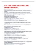 ASL FINAL EXAM  QUESTIONS AND CORRECT ANSWERS