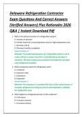 Delaware Refrigeration Contractor &NewLine;Exam Questions And Correct Answers &NewLine;&lpar;Verified Answers&rpar; Plus Rationales 2026 &NewLine;Q&A &vert; Instant Download Pdf 