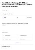Skeletal System Pathology CAMRT Exam &vert;&NewLine;Questions with 100&percnt; Correct Answers &vert; Verified &vert;&NewLine;Latest Update 2026&sol;2027