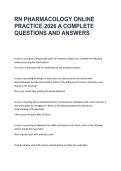 RN PHARMACOLOGY ONLINE &NewLine;PRACTICE 2026 A COMPLETE &NewLine;QUESTIONS AND ANSWERS 