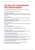 ASL FINAL TEST  EXAM QUESTIONS WITH VERIFIED ANSWERS 