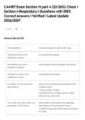 CAMRT Exam Section H part 4 &lpar;22-26&percnt;&rpar;&colon; Chest &plus;&NewLine;Section J-Respiratory &vert; Questions with 100&percnt;&NewLine;Correct Answers &vert; Verified &vert; Latest Update&NewLine;2026&sol;2027