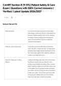 CAMRT Section B &lpar;9-13&percnt;&rpar; Patient Safety & Care&NewLine;Exam &vert; Questions with 100&percnt; Correct Answers &vert;&NewLine;Verified &vert; Latest Update 2026&sol;2027
