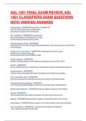ASL 1401 FINAL EXAM REVIEW&comma; ASL 1401 CLASSIFIERS EXAM QUESTIONS WITH VERIFIED ANSWERS