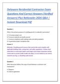Delaware Residential Contractor Exam &NewLine;Questions And Correct Answers &lpar;Verified &NewLine;Answers&rpar; Plus Rationales 2026 Q&A &vert; &NewLine;Instant Download Pdf