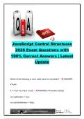 JavaScript Control Structures 2026 Exam Study Guide &vert; 80&plus; Questions & 100&percnt; Correct Answers on Boolean Logic&comma; If Statements&comma; Loops&comma; Randomization & Iteration &vert; JavaScript Programming