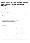 CAMRT Patient Care Exam &vert; Questions with 100&percnt;&NewLine;Correct Answers &vert; Verified &vert; Latest Update&NewLine;2026&sol;2027