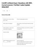 CAMRT&colon; Artifacts Exam &vert; Questions with 100&percnt;&NewLine;Correct Answers &vert; Verified &vert; Latest Update&NewLine;2026&sol;2027