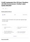 CAMRT&colon; Angiography &lpar;Non CE&rpar; Exam &vert; Questions&NewLine;with 100&percnt; Correct Answers &vert; Verified &vert; Latest&NewLine;Update 2026&sol;2027