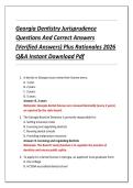 Georgia Dentistry Jurisprudence &NewLine;Questions And Correct Answers &NewLine;&lpar;Verified Answers&rpar; Plus Rationales 2026 &NewLine;Q&A Instant Download Pdf 