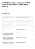 CAMRT&colon; Contrast Exam &vert; Questions with 100&percnt;&NewLine;Correct Answers &vert; Verified &vert; Latest Update&NewLine;2026&sol;2027&NewLine;
