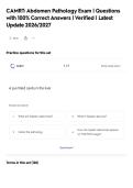 CAMRT&colon; Abdomen Pathology Exam &vert; Questions&NewLine;with 100&percnt; Correct Answers &vert; Verified &vert; Latest&NewLine;Update 2026&sol;2027