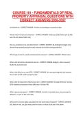 COURSE 101 - FUNDAMENTALS OF REAL PROPERTY APPRAISAL QUESTIONS WITH CORRECT ANSWERS 2026-2027&NewLine;